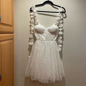 Mini Bridal Bachelorette Bustier Dress with Flower and Dot Details